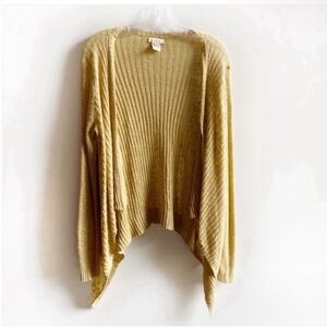Sundance cardigan mustard yellow knit open front long sleeves